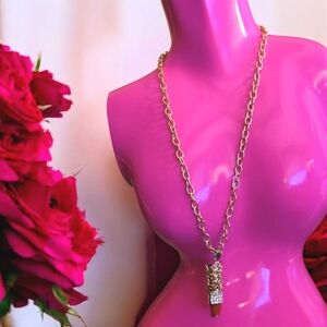 Rhinestone Lipstick Pendant Necklace